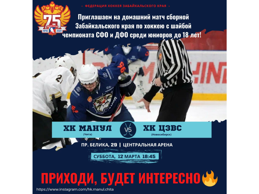 Чемпионат СФО и ДФО по хоккею пройдёт в Zабайкалье